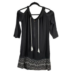Knox Rose Boho Embroidered Cold Shoulder Dress